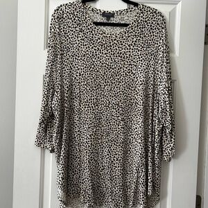 Madison Leopard Print Top with Black and Tan Accents